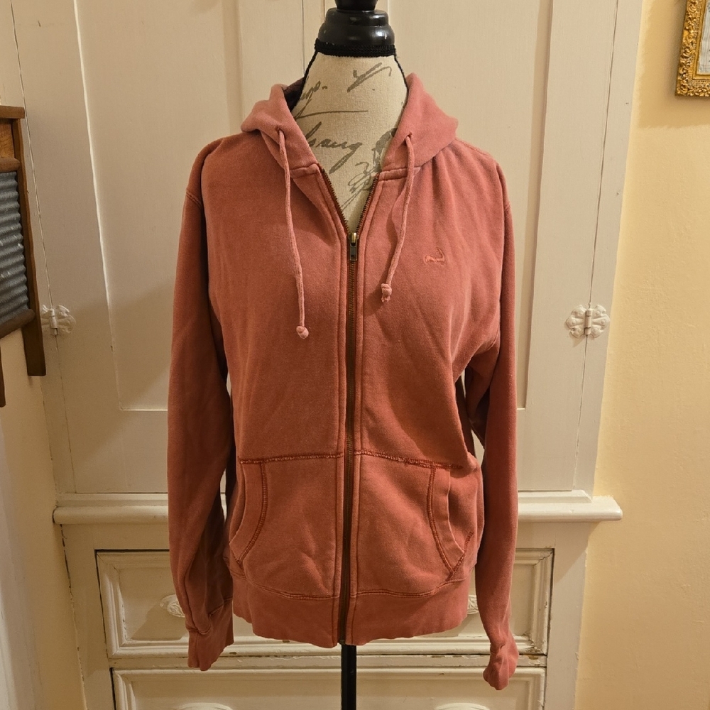 Cuffys Ocean Wash Coral/mauve Zip-up Hoodie Sz M